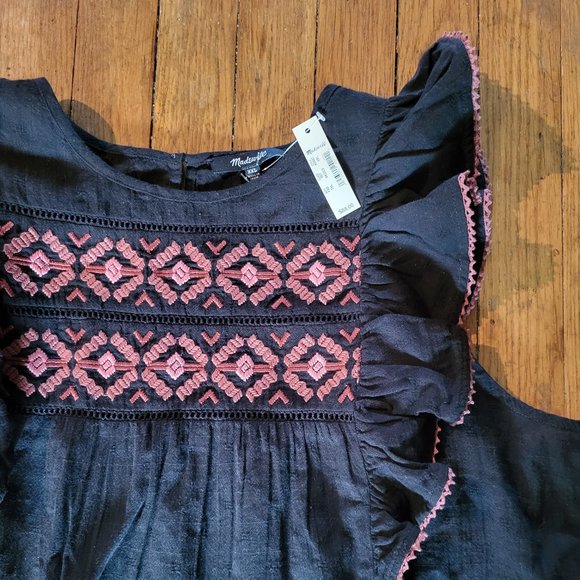 Madewell Embroidered Ruffle Shoulder Tank - Sz XXL - NWT - Picture 3 of 8